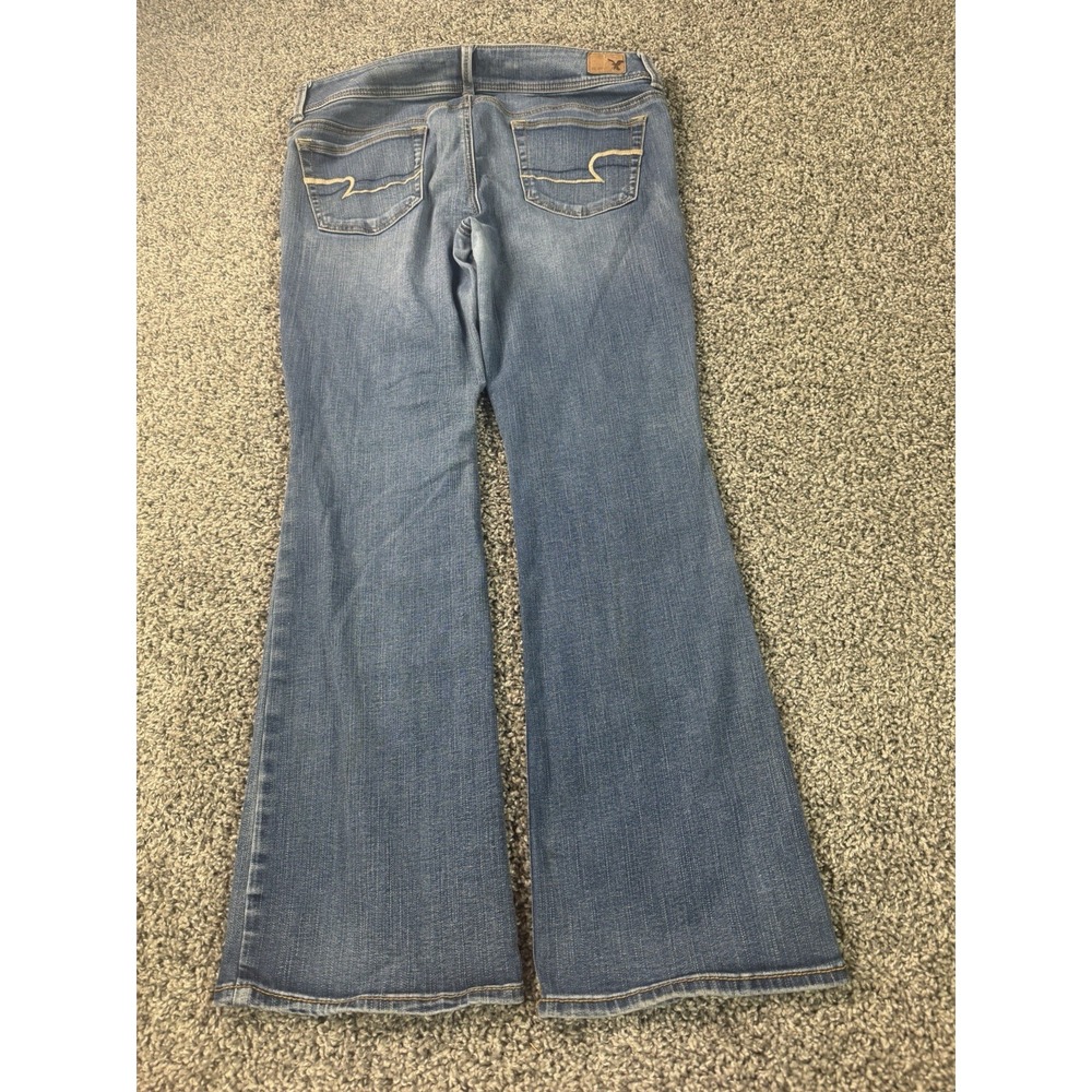 Vintage Y2K American Eagle Kick Boot Jeans Women's Size 12 Blue Baggy - Picture 2 of 12